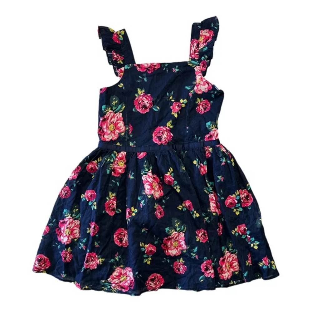 Zunie Girl Floral Cotton Dress, Navy Multi
